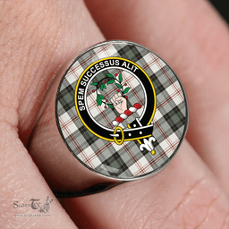 Scottish Ross Arisaid Weathered Clan Tartan Ring - Crest Classic Scottish Plaid Tartan Plaid