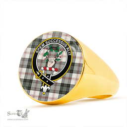 Scottish Ross Arisaid Weathered Clan Tartan Ring - Crest Classic Scottish Plaid Tartan Plaid