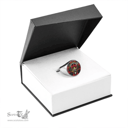 Scottish Rattray of Lude Modern Clan Tartan Ring - Crest Classic Scottish Plaid Tartan Plaid