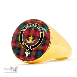 Scottish Rattray of Lude Modern Clan Tartan Ring - Crest Classic Scottish Plaid Tartan Plaid