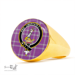 Scottish Wallace High School (Wallas High School) Weathered Clan Tartan Ring - Crest Classic Scottish Plaid Tartan Plaid