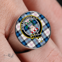 Scottish Ross Dress Blue Modern Clan Tartan Ring - Crest Classic Scottish Plaid Tartan Plaid