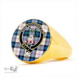 Scottish Ross Dress Blue Modern Clan Tartan Ring - Crest Classic Scottish Plaid Tartan Plaid