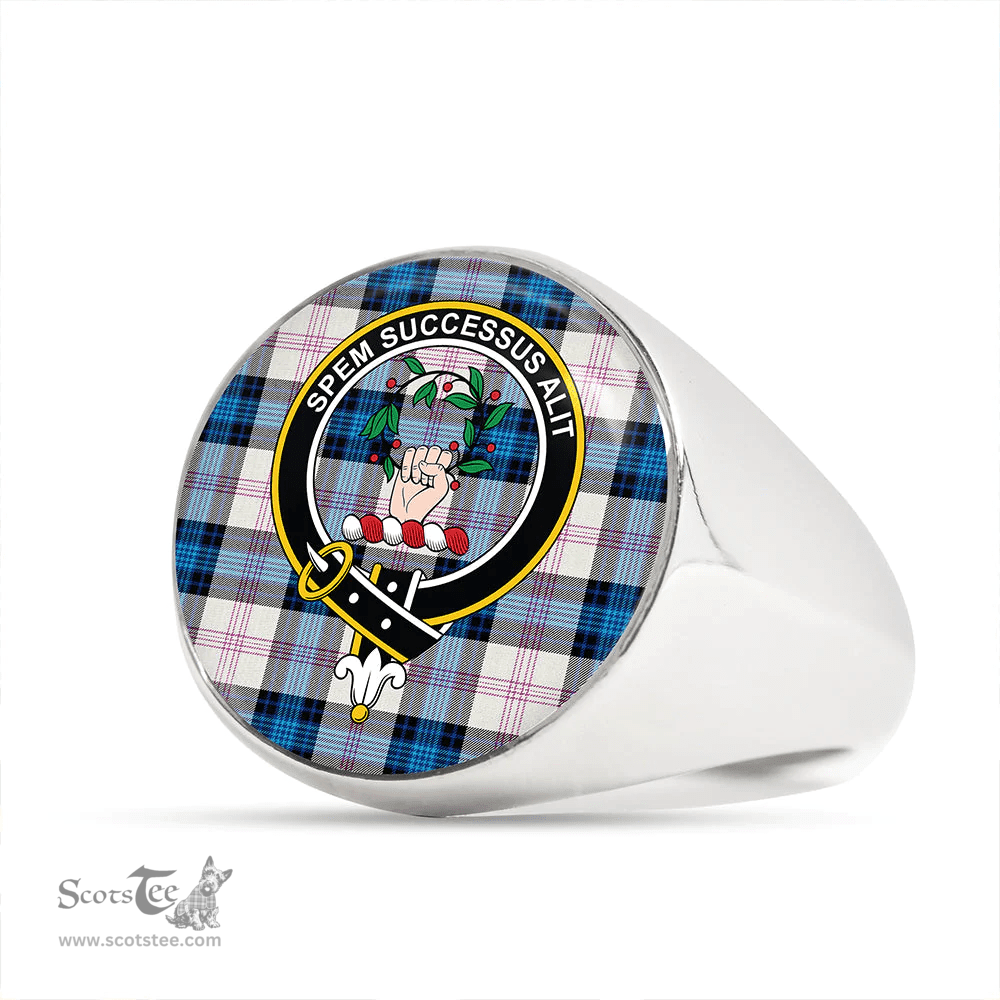 Scottish Ross Dress Blue Modern Clan Tartan Ring - Crest Classic Scottish Plaid Tartan Plaid