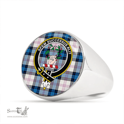 Scottish Ross Dress Blue Modern Clan Tartan Ring - Crest Classic Scottish Plaid Tartan Plaid