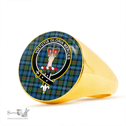 Scottish Robertson Hunting Ancient Clan Tartan Ring - Crest Classic Scottish Plaid Tartan Plaid
