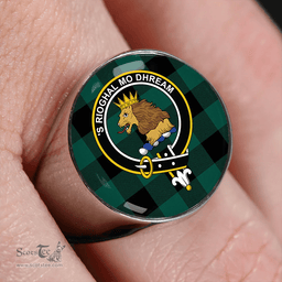 Scottish Robin Hood (MacGregor/Gregor Rob Roy Hunting) Modern Clan Tartan Ring - Crest Classic Scottish Plaid Tartan Plaid