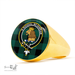 Scottish Robin Hood (MacGregor/Gregor Rob Roy Hunting) Modern Clan Tartan Ring - Crest Classic Scottish Plaid Tartan Plaid