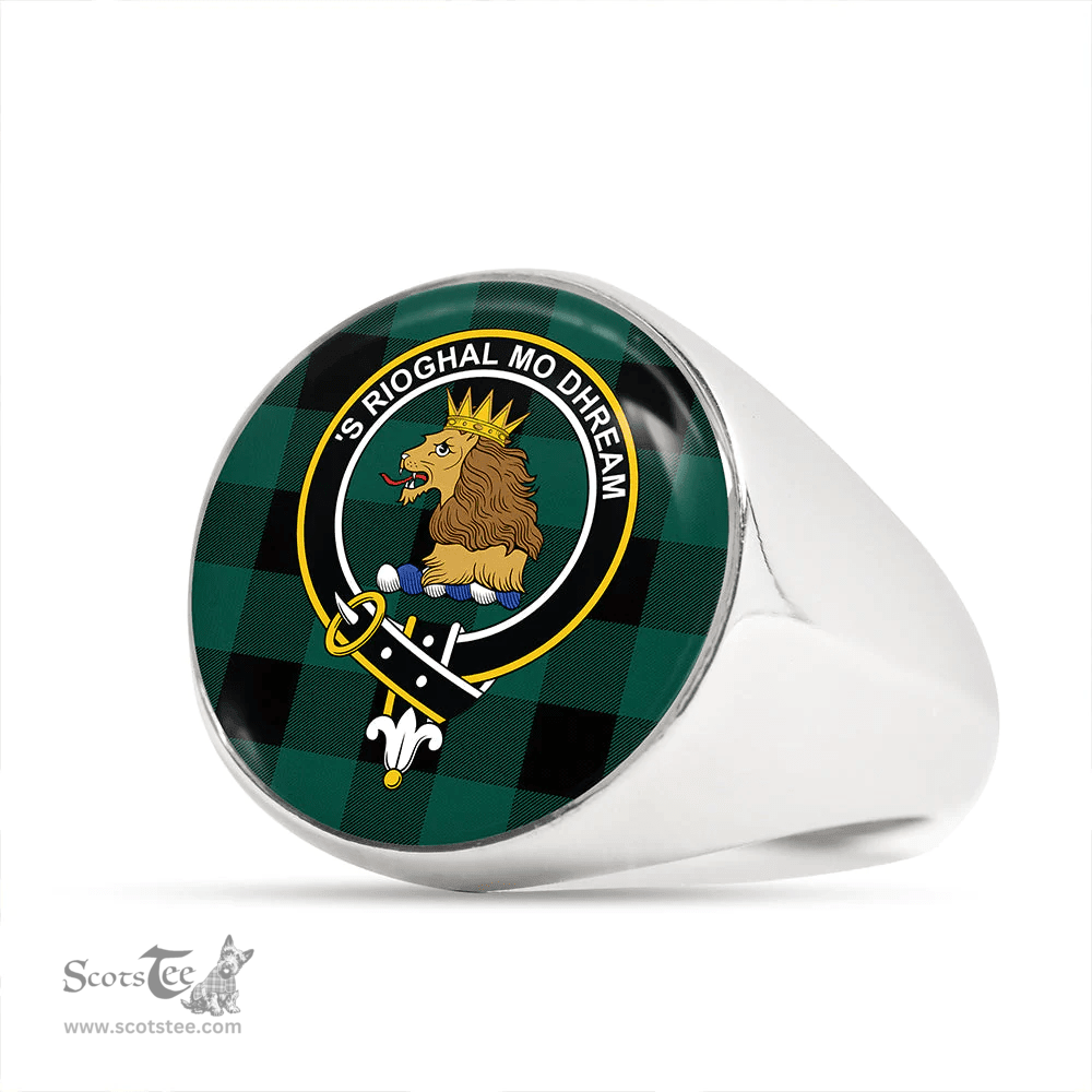 Scottish Robin Hood (MacGregor/Gregor Rob Roy Hunting) Modern Clan Tartan Ring - Crest Classic Scottish Plaid Tartan Plaid