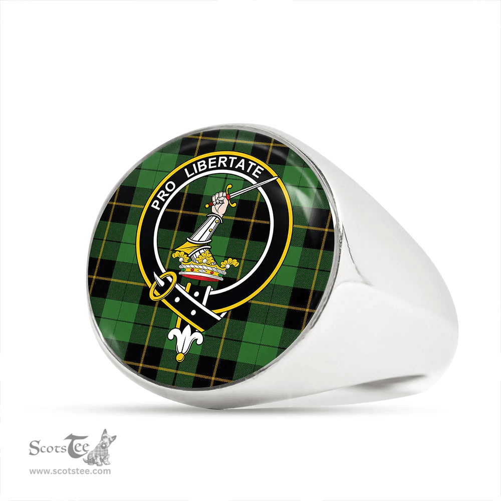 Scottish Wallace Hunting (Wallas Hunting) Ancient Clan Tartan Ring - Crest Classic Scottish Plaid Tartan Plaid