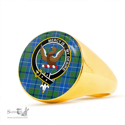 Scottish Wishart Hunting Ancient Clan Tartan Ring - Crest Classic Scottish Plaid Tartan Plaid