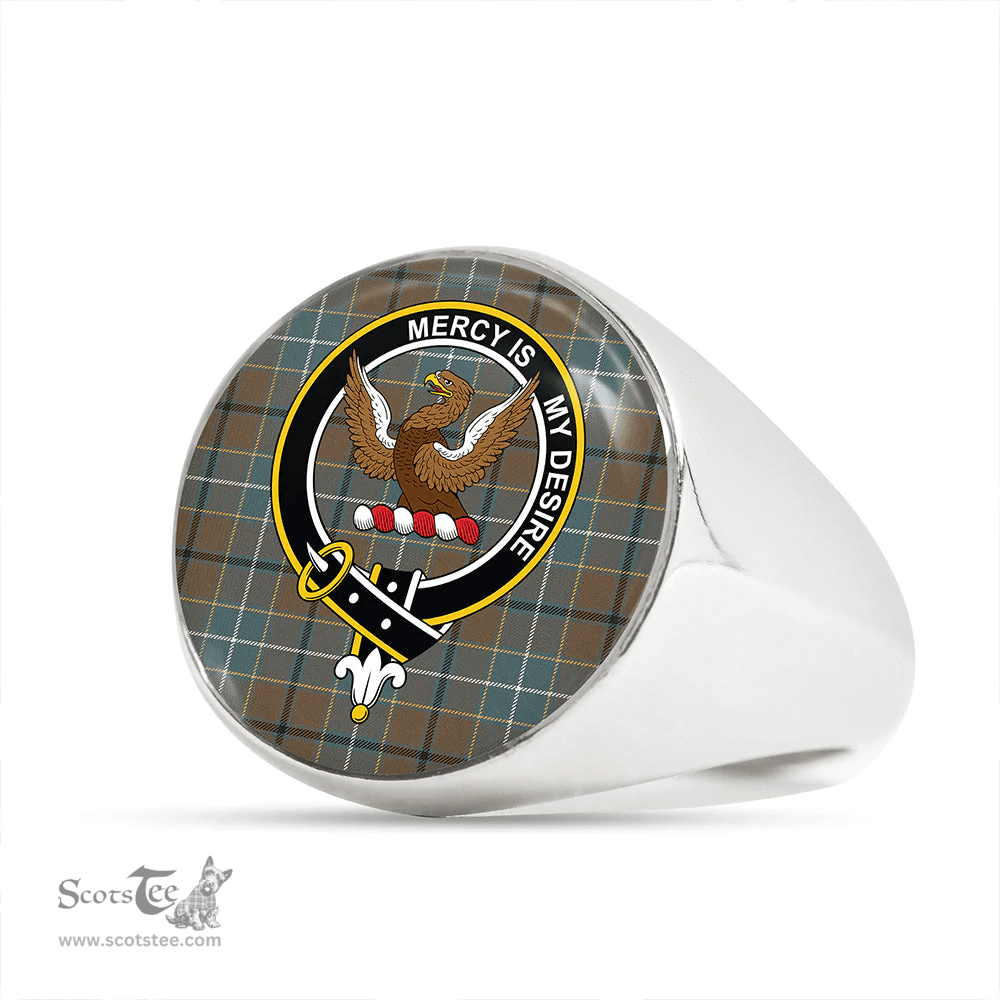 Scottish Wishart Hunting Weathered Clan Tartan Ring - Crest Classic Scottish Plaid Tartan Plaid