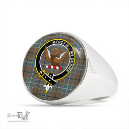 Scottish Wishart Hunting Weathered Clan Tartan Ring - Crest Classic Scottish Plaid Tartan Plaid