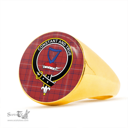 Scottish Rose of Kilravock Weathered Clan Tartan Ring - Crest Classic Scottish Plaid Tartan Plaid