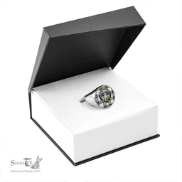 Scottish Ross Dress Blue Weathered Clan Tartan Ring - Crest Classic Scottish Plaid Tartan Plaid