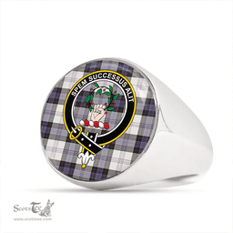Scottish Ross Dress Blue Weathered Clan Tartan Ring - Crest Classic Scottish Plaid Tartan Plaid
