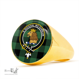 Scottish Robin Hood (MacGregor/Gregor Rob Roy Hunting) Ancient Clan Tartan Ring - Crest Classic Scottish Plaid Tartan Plaid
