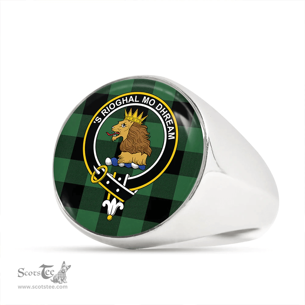 Scottish Robin Hood (MacGregor/Gregor Rob Roy Hunting) Ancient Clan Tartan Ring - Crest Classic Scottish Plaid Tartan Plaid