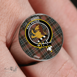 Scottish Newlands (Walker Newlands) Weathered Clan Tartan Ring - Crest Classic Scottish Plaid Tartan Plaid