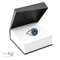 Scottish Hannay Blue (Haney Blue) Ancient Clan Tartan Ring - Crest Classic Scottish Plaid Tartan Plaid