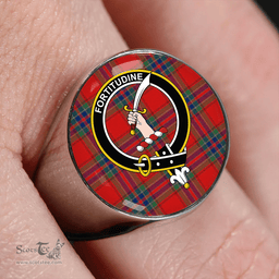 Scottish MacRae of Ardentoul Modern Clan Tartan Ring - Crest Classic Scottish Plaid Tartan Plaid
