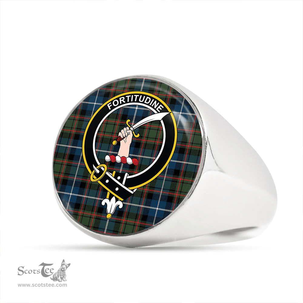 Scottish MacRae Hunting (1715 variant) Modern Clan Tartan Ring - Crest Classic Scottish Plaid Tartan Plaid