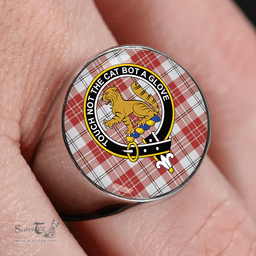 Scottish MacPherson Dress Burgundy Weathered Clan Tartan Ring - Crest Classic Scottish Plaid Tartan Plaid