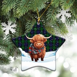Scottish Black Watch Tartan Christmas Ceramic Ornament - Highland Cows Snow Style - Tartan Christmas Ornaments Scottish Plaid Tartan Plaid - ScotsTee - scotstee.com