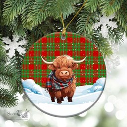 Scottish Callander Tartan Christmas Ceramic Ornament - Highland Cows Snow Style - Tartan Christmas Ornaments Scottish Plaid Tartan Plaid - ScotsTee - scotstee.com