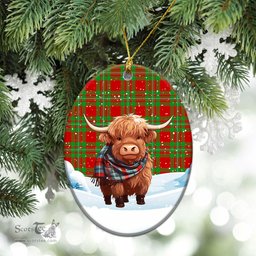 Scottish Callander Tartan Christmas Ceramic Ornament - Highland Cows Snow Style - Tartan Christmas Ornaments Scottish Plaid Tartan Plaid - ScotsTee - scotstee.com