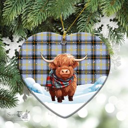 Scottish Bell of the Borders Tartan Christmas Ceramic Ornament - Highland Cows Snow Style - Tartan Christmas Ornaments Scottish Plaid Tartan Plaid - ScotsTee - scotstee.com