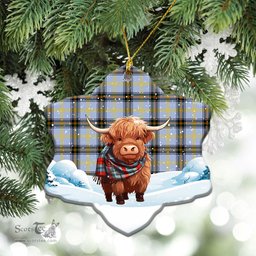 Scottish Bell of the Borders Tartan Christmas Ceramic Ornament - Highland Cows Snow Style - Tartan Christmas Ornaments Scottish Plaid Tartan Plaid - ScotsTee - scotstee.com