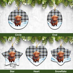 Scottish Bell of the Borders Tartan Christmas Ceramic Ornament - Highland Cows Snow Style - Tartan Christmas Ornaments Scottish Plaid Tartan Plaid - ScotsTee - scotstee.com