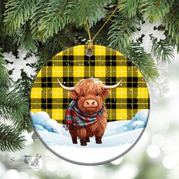 Scottish Barclay Dress Modern Tartan Christmas Ceramic Ornament - Highland Cows Snow Style - Tartan Christmas Ornaments Scottish Plaid Tartan Plaid - ScotsTee - scotstee.com