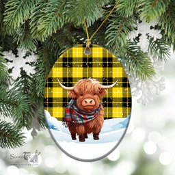 Scottish Barclay Dress Modern Tartan Christmas Ceramic Ornament - Highland Cows Snow Style - Tartan Christmas Ornaments Scottish Plaid Tartan Plaid - ScotsTee - scotstee.com