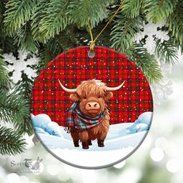Scottish Bain Tartan Christmas Ceramic Ornament - Highland Cows Snow Style - Tartan Christmas Ornaments Scottish Plaid Tartan Plaid - ScotsTee - scotstee.com