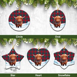 Scottish Auchinleck Tartan Christmas Ceramic Ornament - Highland Cows Snow Style - Tartan Christmas Ornaments Scottish Plaid Tartan Plaid - ScotsTee - scotstee.com