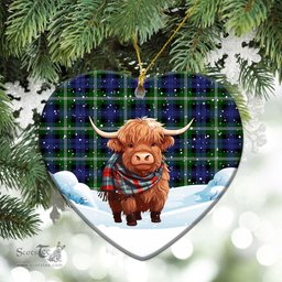 Scottish Baillie Modern Tartan Christmas Ceramic Ornament - Highland Cows Snow Style - Tartan Christmas Ornaments Scottish Plaid Tartan Plaid - ScotsTee - scotstee.com