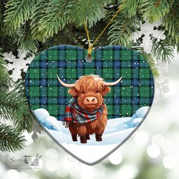 Scottish Armstrong Ancient Tartan Christmas Ceramic Ornament - Highland Cows Snow Style - Tartan Christmas Ornaments Scottish Plaid Tartan Plaid - ScotsTee - scotstee.com