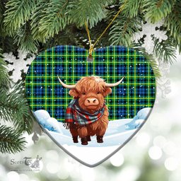 Scottish Campbell of Breadalbane Ancient Tartan Christmas Ceramic Ornament - Highland Cows Snow Style - Tartan Christmas Ornaments Scottish Plaid Tartan Plaid - ScotsTee - scotstee.com