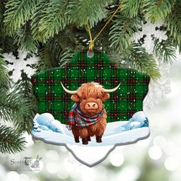 Scottish Anstruther Tartan Christmas Ceramic Ornament - Highland Cows Snow Style - Tartan Christmas Ornaments Scottish Plaid Tartan Plaid - ScotsTee - scotstee.com