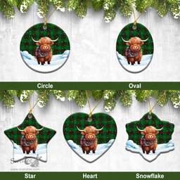 Scottish Anstruther Tartan Christmas Ceramic Ornament - Highland Cows Snow Style - Tartan Christmas Ornaments Scottish Plaid Tartan Plaid - ScotsTee - scotstee.com