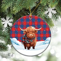Scottish Blane Tartan Christmas Ceramic Ornament - Highland Cows Snow Style - Tartan Christmas Ornaments Scottish Plaid Tartan Plaid - ScotsTee - scotstee.com