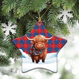 Scottish Blane Tartan Christmas Ceramic Ornament - Highland Cows Snow Style - Tartan Christmas Ornaments Scottish Plaid Tartan Plaid - ScotsTee - scotstee.com