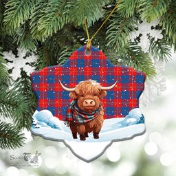 Scottish Blane Tartan Christmas Ceramic Ornament - Highland Cows Snow Style - Tartan Christmas Ornaments Scottish Plaid Tartan Plaid - ScotsTee - scotstee.com