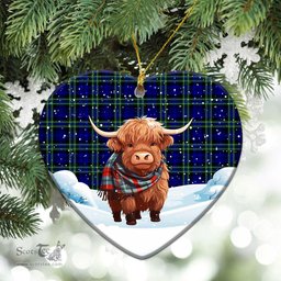 Scottish Arbuthnot Modern Tartan Christmas Ceramic Ornament - Highland Cows Snow Style - Tartan Christmas Ornaments Scottish Plaid Tartan Plaid - ScotsTee - scotstee.com
