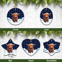 Scottish Arbuthnot Modern Tartan Christmas Ceramic Ornament - Highland Cows Snow Style - Tartan Christmas Ornaments Scottish Plaid Tartan Plaid - ScotsTee - scotstee.com