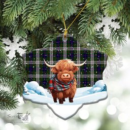 Scottish Blair Dress Tartan Christmas Ceramic Ornament - Highland Cows Snow Style - Tartan Christmas Ornaments Scottish Plaid Tartan Plaid - ScotsTee - scotstee.com