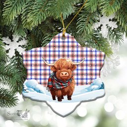Scottish Boswell Modern Tartan Christmas Ceramic Ornament - Highland Cows Snow Style - Tartan Christmas Ornaments Scottish Plaid Tartan Plaid - ScotsTee - scotstee.com