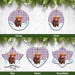 Scottish Boswell Modern Tartan Christmas Ceramic Ornament - Highland Cows Snow Style - Tartan Christmas Ornaments Scottish Plaid Tartan Plaid - ScotsTee - scotstee.com